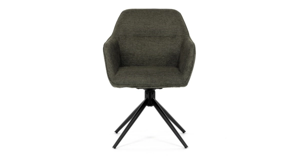 Jídelní a konferenční židle FENWELJOR, zelená látka, černý kov