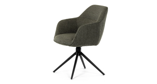 Jídelní a konferenční židle FENWELJOR, zelená látka, černý kov