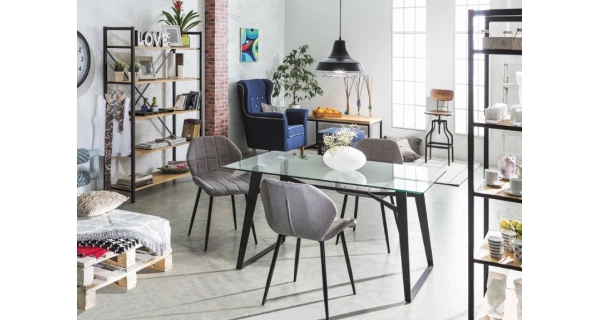 Jídelní čalouněná židle DABAR, šedá/černá