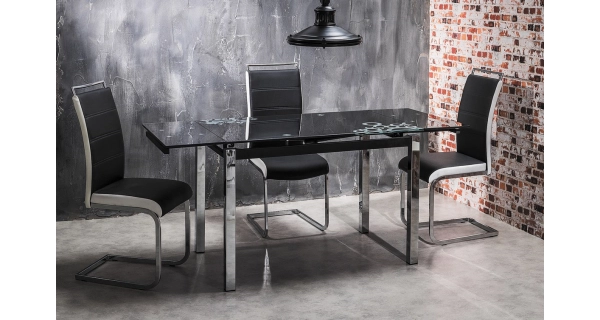 Jídelní čalouněná židle MACROLOBUM, černá/bílá ekokůže