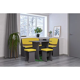 Jídelní rohová lavice MARITAE šedý grafit/hořčicová