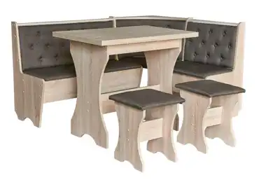 Jídelní rohový set KAGHAN, dub sonoma/hnědá