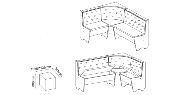Jídelní rohový set KAGHAN, dub sonoma/hnědá