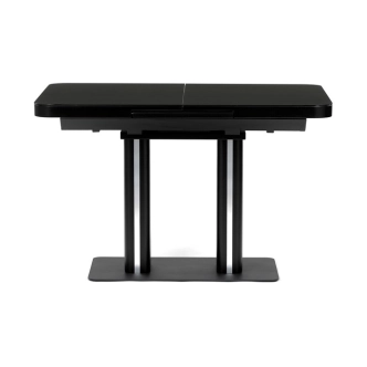 Jídelní rozkládací stůl SARBELFEN 120+40x80x75, černý matný lak, tvrzené sklo