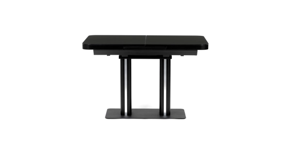 Jídelní rozkládací stůl SARBELFEN 120+40x80x75, černý matný lak, tvrzené sklo