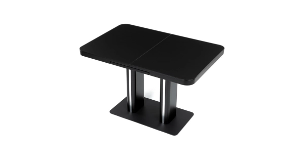 Jídelní rozkládací stůl SARBELFEN 120+40x80x75, černý matný lak, tvrzené sklo