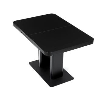 Jídelní rozkládací stůl SARBELFEN 120+40x80x75, černý matný lak, tvrzené sklo