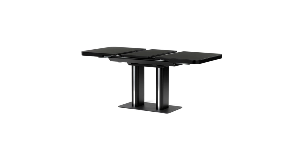 Jídelní rozkládací stůl SARBELFEN 120+40x80x75, černý matný lak, tvrzené sklo