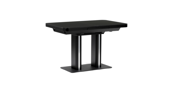 Jídelní rozkládací stůl SARBELFEN 120+40x80x75, černý matný lak, tvrzené sklo
