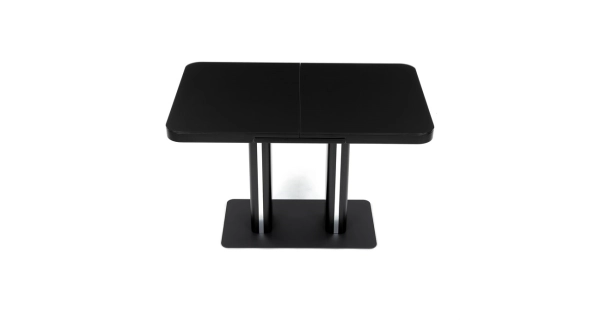 Jídelní rozkládací stůl SARBELFEN 120+40x80x75, černý matný lak, tvrzené sklo