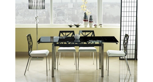 Jídelní rozkládací stůl SERPENTINO I, černá 