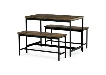 Jídelní set 1+2 CANKALIV, dekor staré dřevo, černý kov