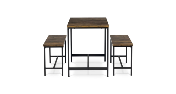 Jídelní set 1+2 CANKALIV, dekor staré dřevo, černý kov
