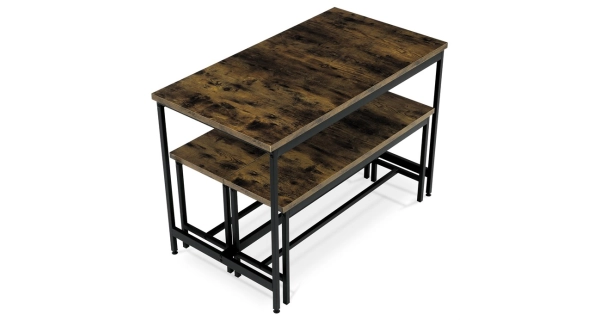 Jídelní set 1+2 CANKALIV, dekor staré dřevo, černý kov