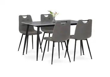 Jídelní set 1+4 FENARTOR, šedý mramor, šedá látka