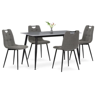 Jídelní set 1+4 FENARTOR, šedý mramor, šedá látka