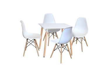 Jídelní set FARUK, stůl 80x80 cm + 4 židle, bílý