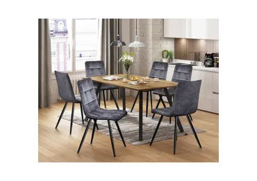 Jídelní set KALINA 1+6, dub wotan/šedý samet