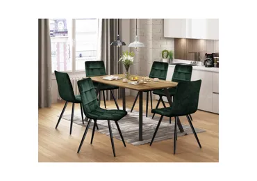 Jídelní set KALINA 1+6, dub wotan/zelený samet