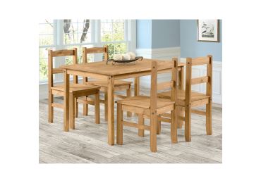 Jídelní set PIMBOW stůl 100x80 cm + 4 židle, masiv borovice