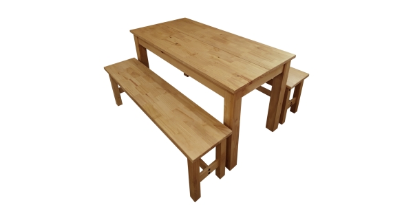 Jídelní set PIMBOW stůl 140x70 cm + 2 lavice, masiv borovice