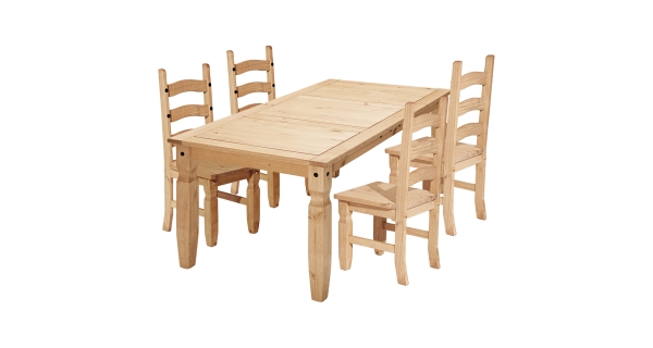 Jídelní set PIMBOW stůl 152x92 cm + 4 židle, borovice