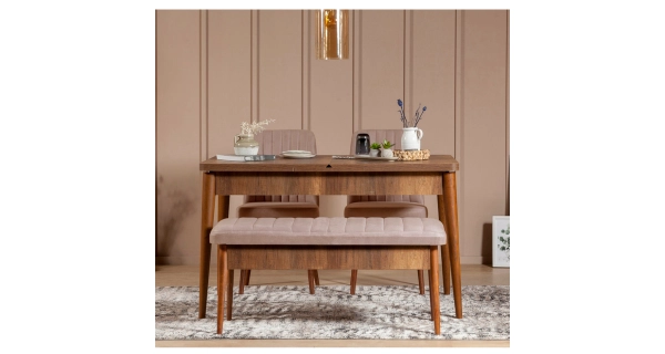 Jídelní set REMDAL typ 1, vlašský ořech/béžová