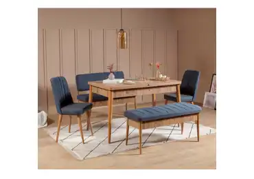 Jídelní set REMDAL typ 2, borovice atlantská/ tmavě modrá