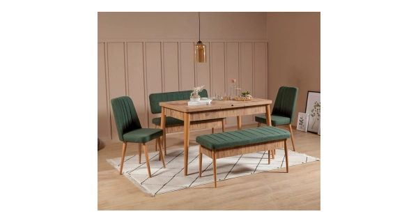 Jídelní set REMDAL typ 2, borovice atlantská/zelená