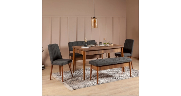 Jídelní set REMDAL typ 2, vlašský ořech/antracit