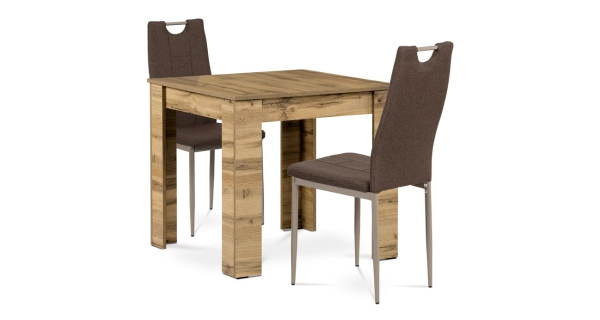 Jídelní set SARQUINIV 1+2, dub wotan, hnědá látka