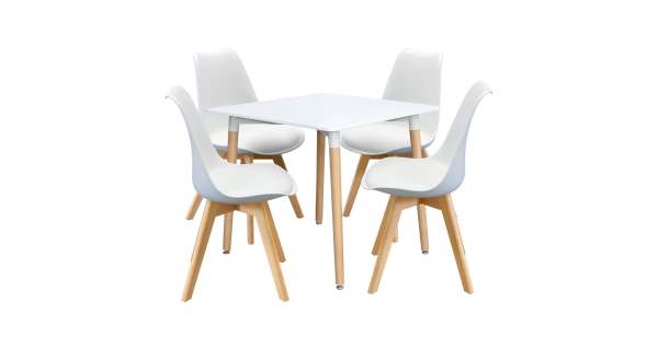 Jídelní SET stůl FARUK 80 x 80 cm + 4 židle TALES, bílý