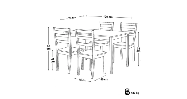 Jídelní set WELROSSAR 1+4, dub/bílá