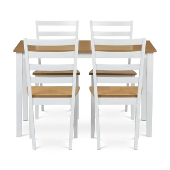 Jídelní set WELROSSAR 1+4, dub/bílá