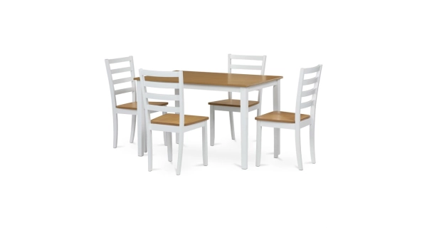 Jídelní set WELROSSAR 1+4, dub/bílá