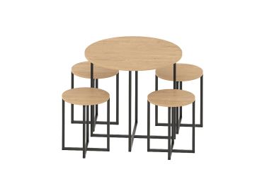 Jídelní set ZALME 1+4, černá/dub safírový