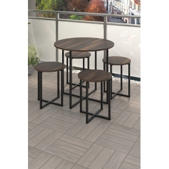 Jídelní set ZALME 1+4, černá/mars