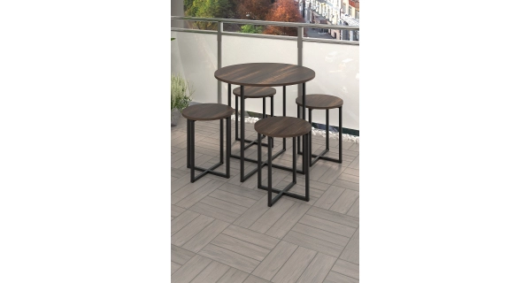 Jídelní set ZALME 1+4, černá/mars