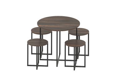 Jídelní set ZALME 1+4, černá/mars