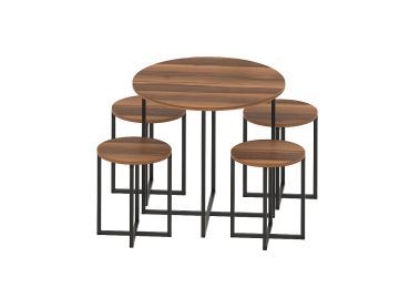 Jídelní set ZALME 1+4, černá/ořech