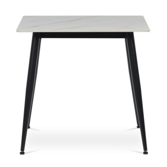 Jídelní stůl BELZANZAN 80x80 cm, bílý mramor, černý kov