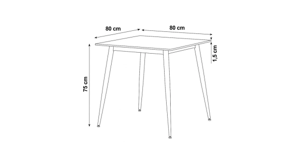 Jídelní stůl BELZANZAN 80x80 cm, bílý mramor, černý kov