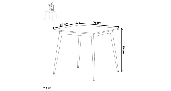 Jídelní stůl BELZANZAN 80x80 cm, bílý mramor, černý kov