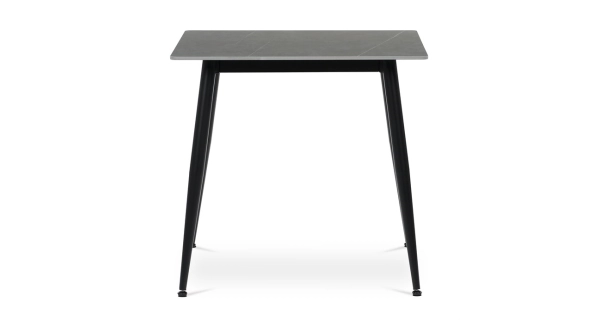 Jídelní stůl BELZANZAN 80x80 cm, šedý mramor, černý kov