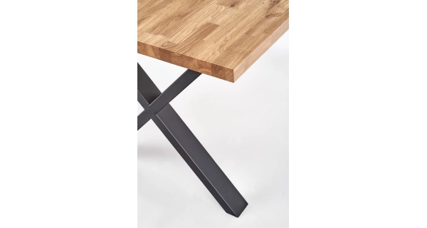 Jídelní stůl BINAR 160/90 MASIV, dub přírodní/černá