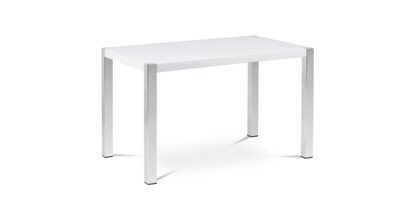 Jídelní stůl CORDERO 120x75 cm, vysoký bílý lesk/chrom