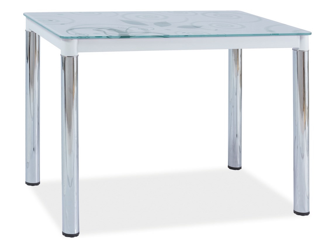 Jídelní stůl NEFON 2 100x60 cm, sklo/bílá-chrom