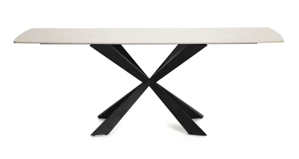 Jídelní stůl ELCANOR 200x90 cm, bílý mramor/kovové nohy