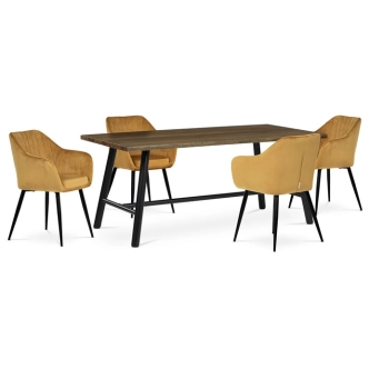 Jídelní stůl FENJORROS 180x90, ořech, černý kov