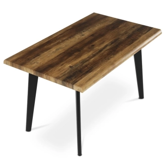 Jídelní stůl FENKALIV 130x80, dekor staré dřevo, černý kov
